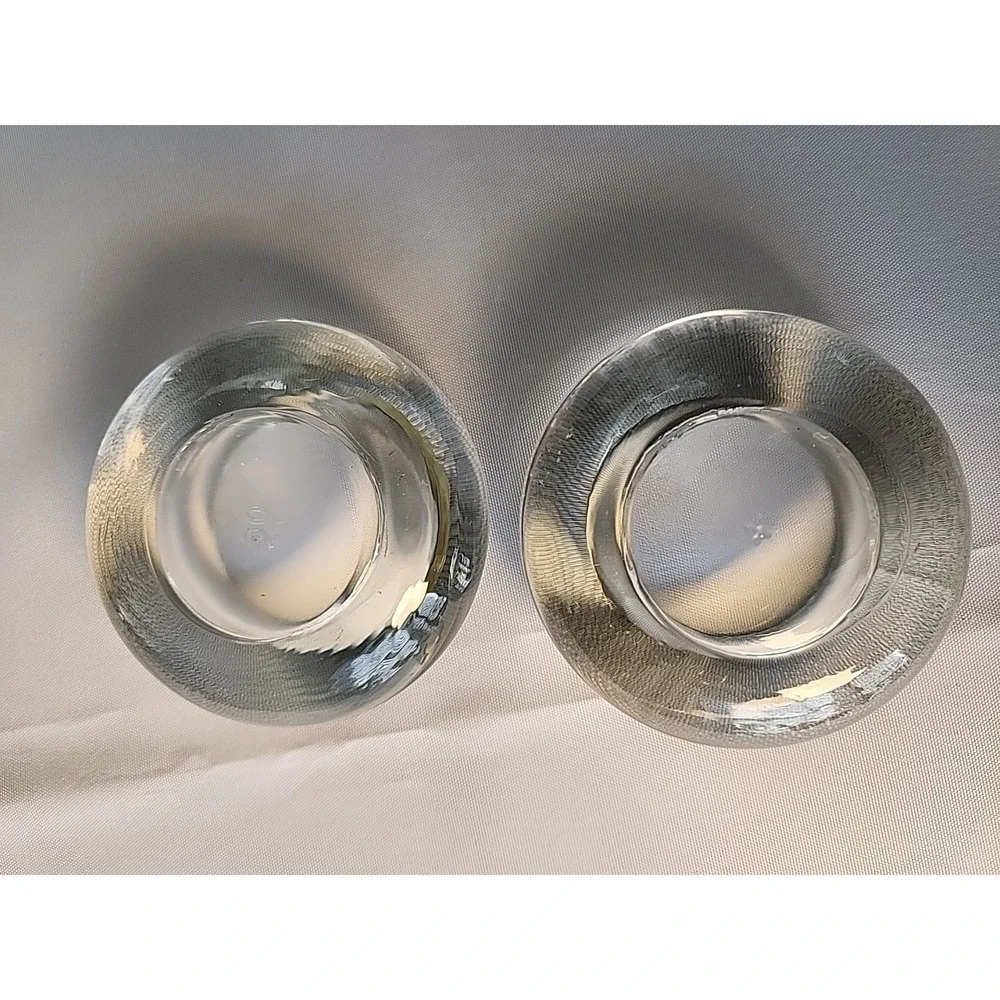 Lot 4 Votive/Tea Light Holders Hammered Gold Cut Out 2pc & Heavy Round Glass 2pc